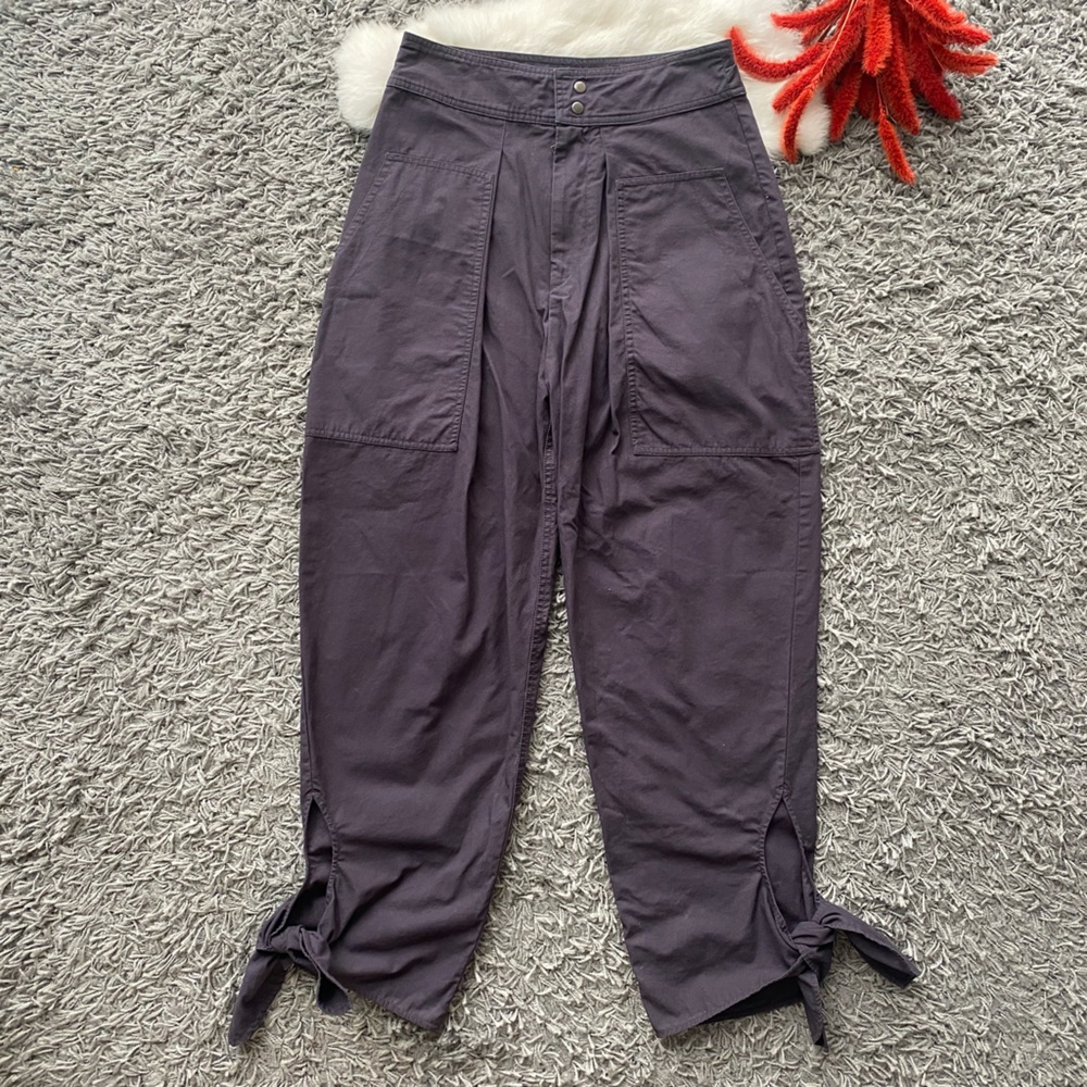 Isabel Marant Purple Wide-Leg Tie-Hem Pants - Picture 3 of 13